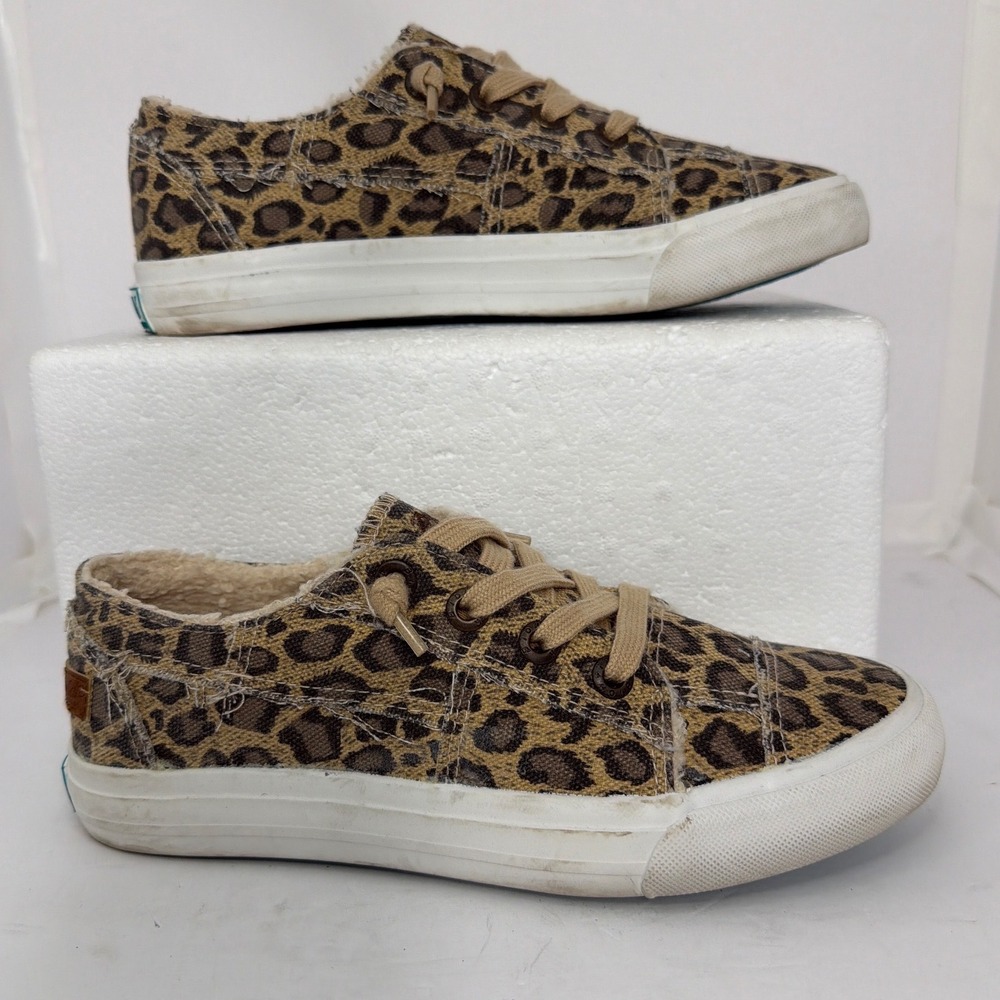 Blowfish Malibu Play Leopard Print Faux Fur Lined Canvas Sneakers ZS001 Brown 8